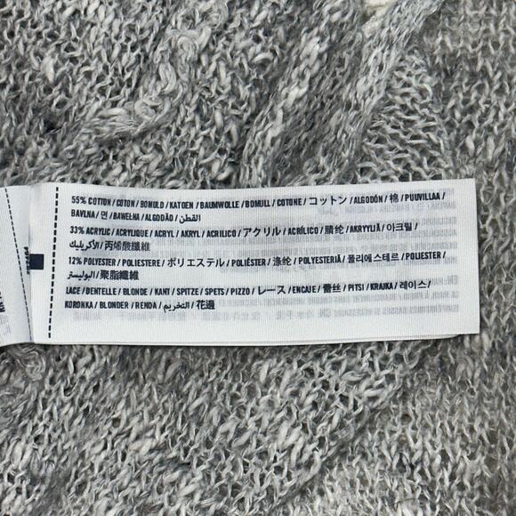 Abercrombie Kids Gray Knit Open Front Cardigan/Vest Lace Back Floral Size XL - Picture 11 of 12